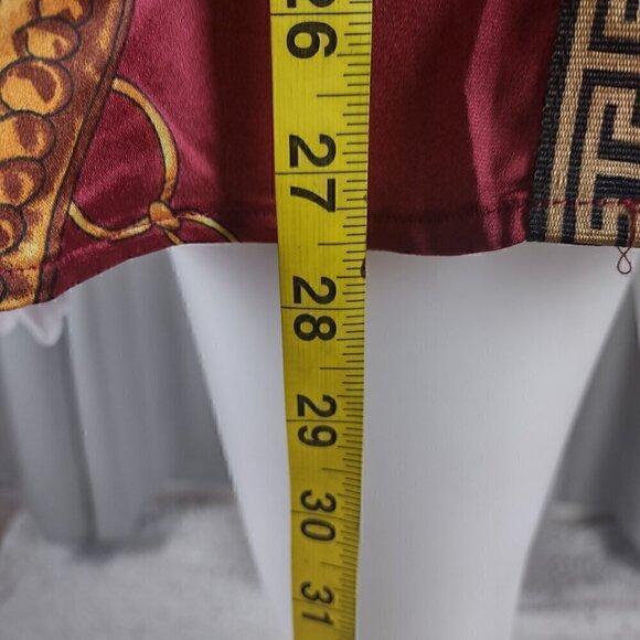 Boohoo Women's Red And Yellow Ring, Tassel Button Down Collared Blouse Size 12 - Picture 6 of 12